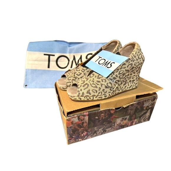 Toms Women's Leopard‎ Print Canvas Wedge Heels Size 7 - Picture 7 of 13